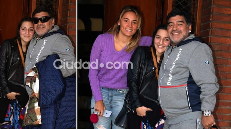Rocío Oliva, Jana y Diego Maradona festejaron el Día del Padre en la casona de Villa Devoto. (Foto: Ciudad.com - Movilpress)
