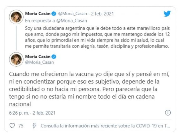 Rocío Oliva opinó duro de la polémica sobre Moria Casán y la vacuna contra el covid: "Creo en un médico, no en una actriz"