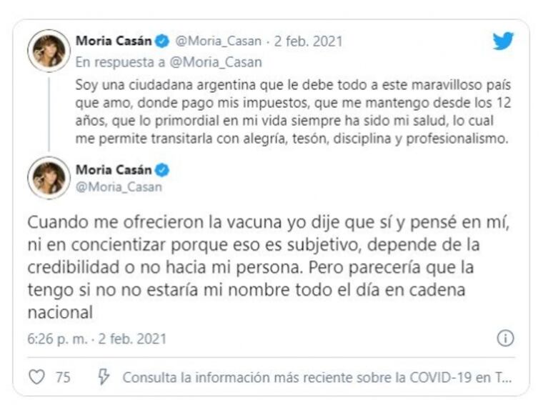 Rocío Oliva opinó duro de la polémica sobre Moria Casán y la vacuna contra el covid: "Creo en un médico, no en una actriz"