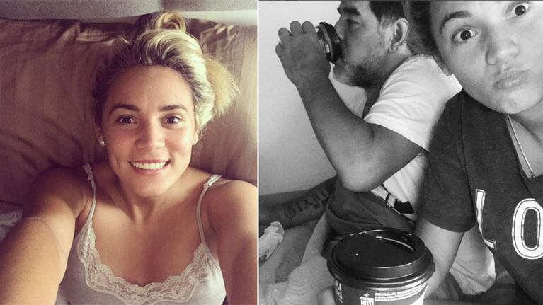 Rocío Oliva publicó una foto con Maradona en la cama (Foto: Instagram)