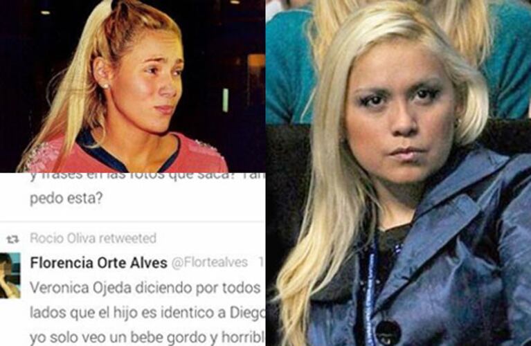 Rocío Oliva se arrepintió del RT contra Dieguito Fernando. (Fotos: Twitter y Web)