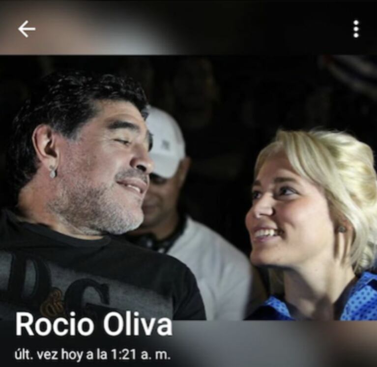 Rocío Oliva sorprendió con una tierna foto junto a Diego Maradona en su perfil de WhatsApp