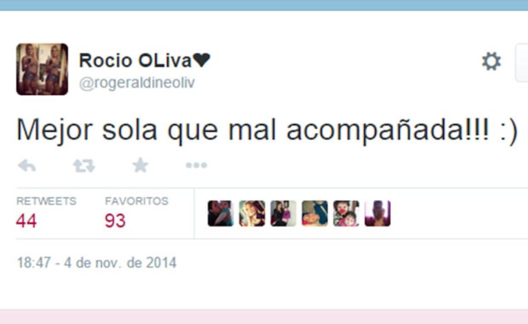 Rocío Oliva y un misterioso tweet ¿sobre Diego Maradona? (Foto: Captura). 
