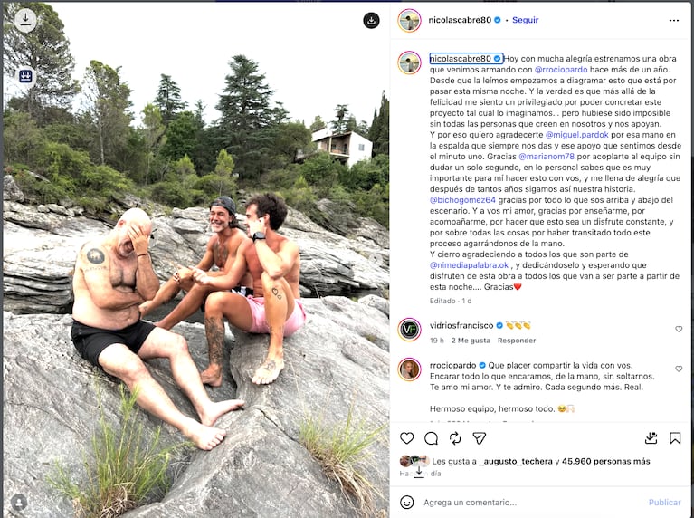 Rocío Pardo y Nicolás Cabré estrenaron a sala llena. Crédito: Instagram