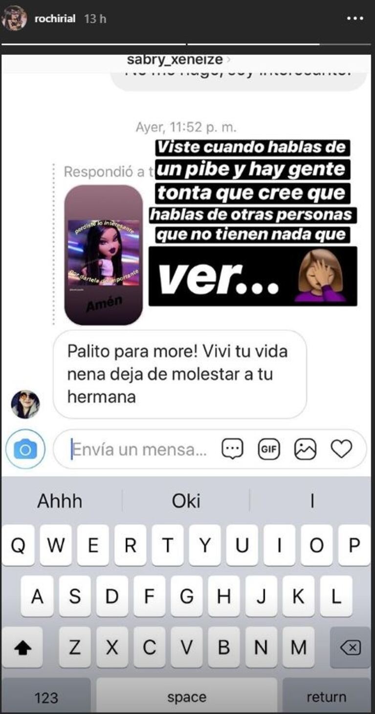 Rocío Rial aclaró un picante mensaje en Instagram, luego de que una seguidora se lo adjudicara para Morena