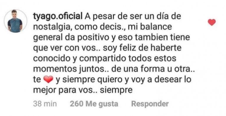 Rocío Robles explicó su cariñoso mensaje a Tyago Griffo tras la eliminación del Bailando: "No nos reconciliamos; sólo nos escribimos y el mensaje fue de corazón"