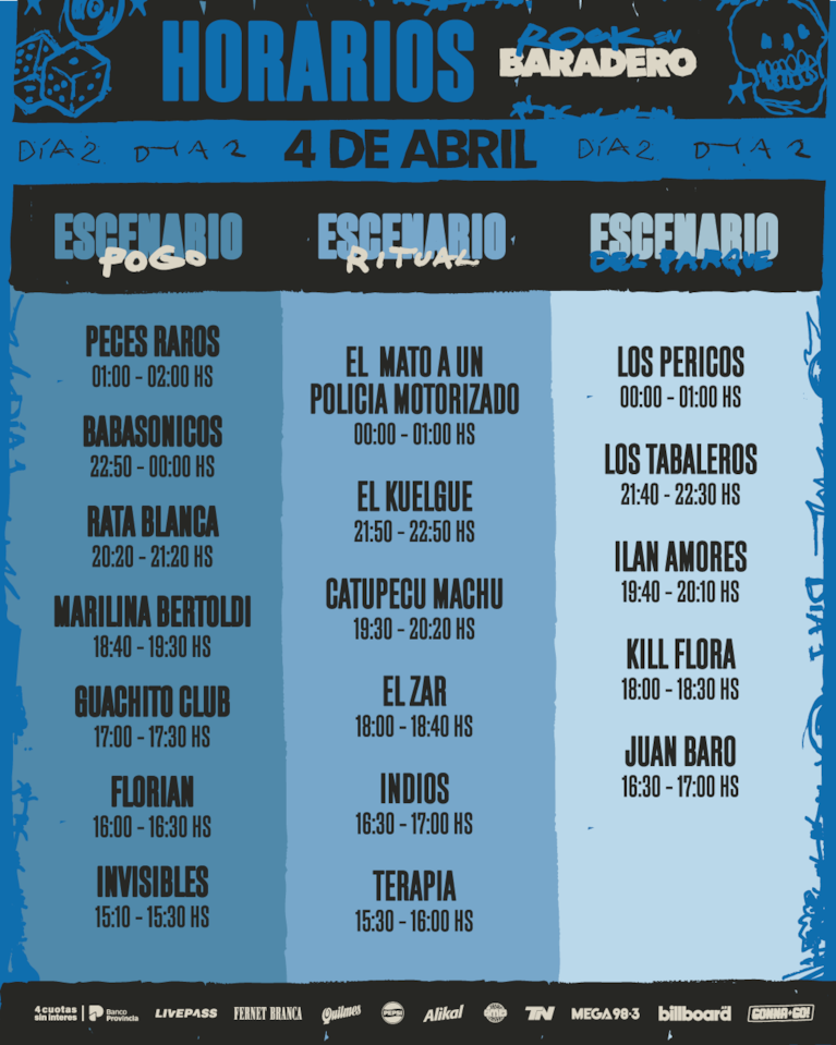 Rock en Baradero 2026: la grilla con los horarios día por día 