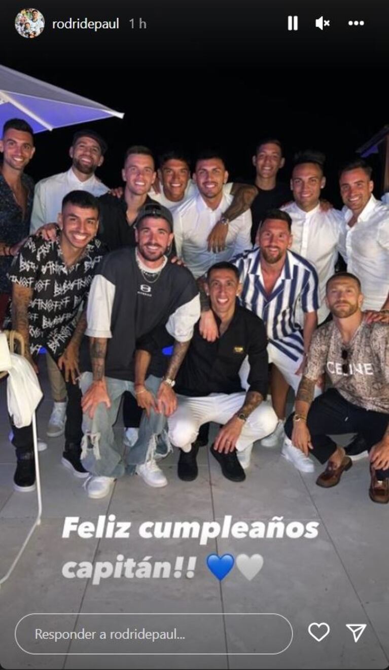 Rodrigo de Paul compartió fotos del gran festejo de cumpleaños de Messi: diversión en Ibiza con varios futbolistas 