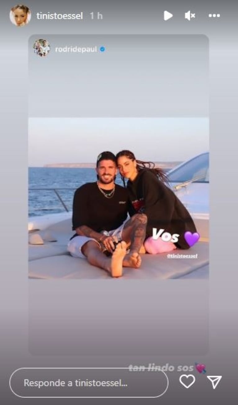 Rodrigo de Paul compartió una postal romántica con Tini Stoessel, tras borrar las fotos con su ex: "Tan lindo sos"