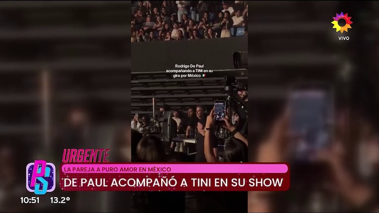 Rodrigo De Paul en el recital de Tini Stoessel en Guadalajara, México.