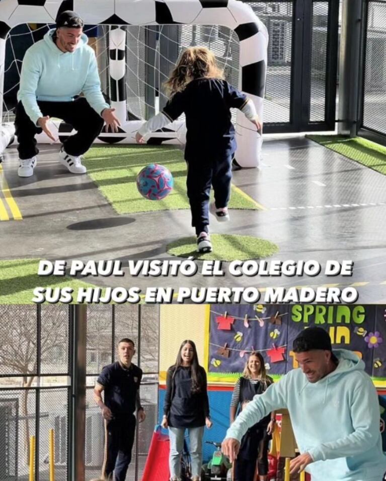 Rodrigo de Paul fue al jardín de sus hijos y causó furor: las tiernas imágenes