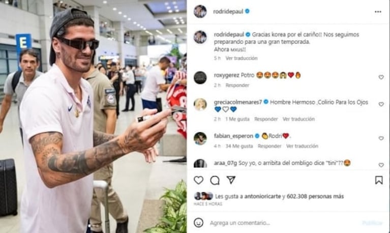 Rodrigo De Paul mostró el tatuaje que le dedicó a Tini Stoessel y descubrieron un detalle inédito: "El mismo sol"