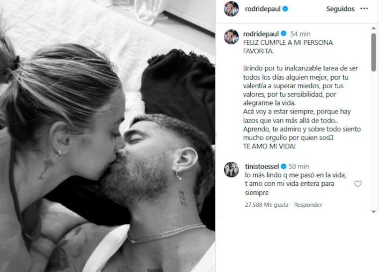 Rodrigo de Paul y Tini Stoessel (Foto: Instagram @tinistoessel)