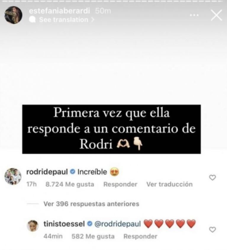 Romántico ida y vuelta de Tini Stoessel con Rodrigo de Paul en las redes: "Increíble"