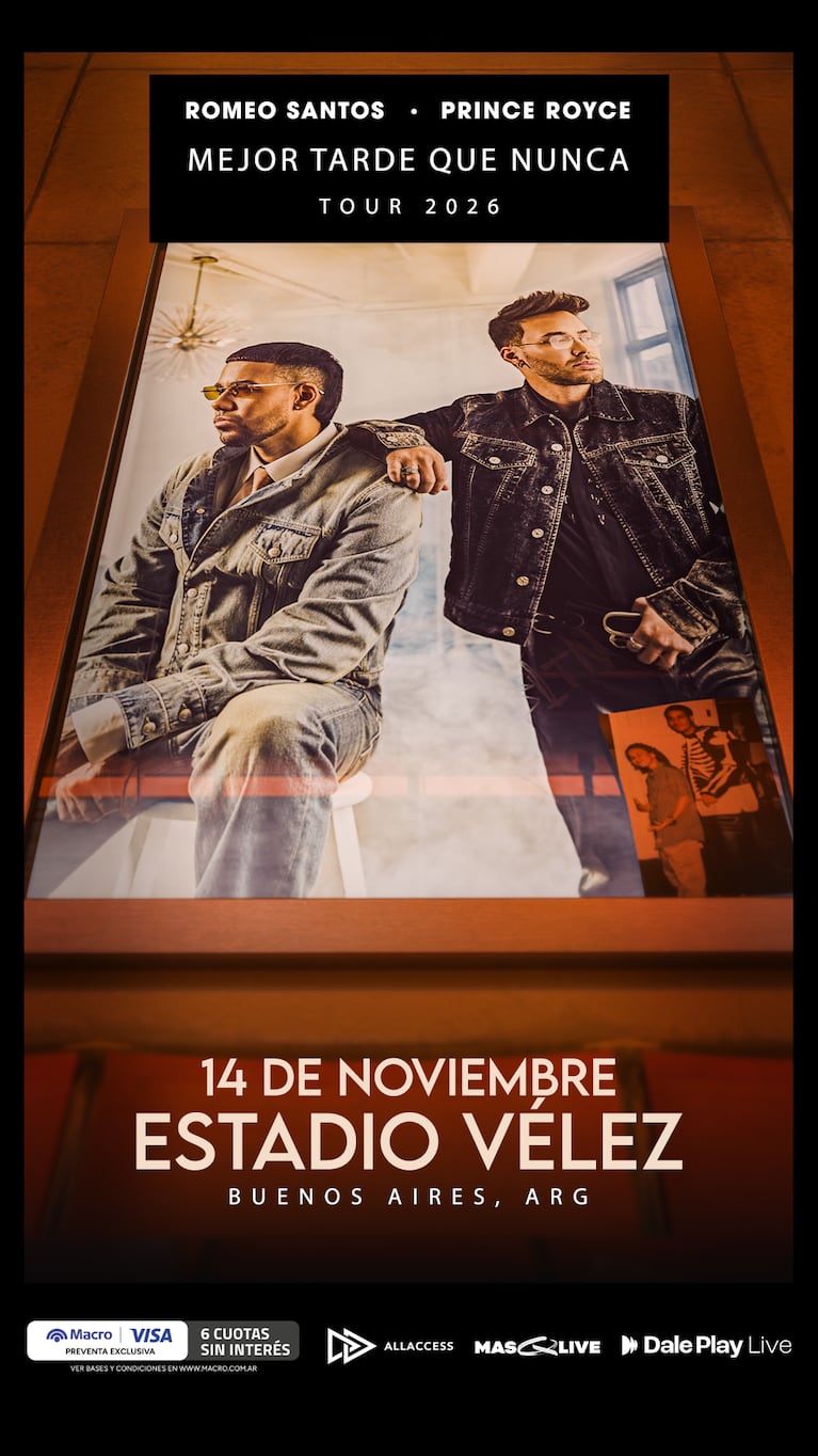 Romeo Santos y Prince Royce juntos por primera vez en el Estadio Vélez: fecha y venta de entradas