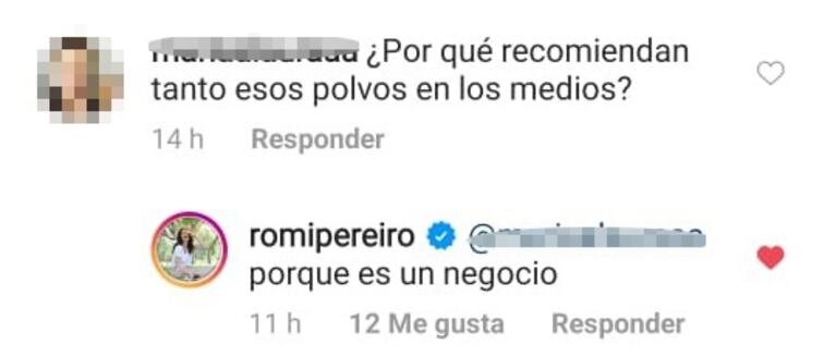 Romina Pereiro contó la verdad sobre los ‘polvitos’ que recomiendan los famosos: "¡Desconocen la letra chica del mensaje que están dando!"