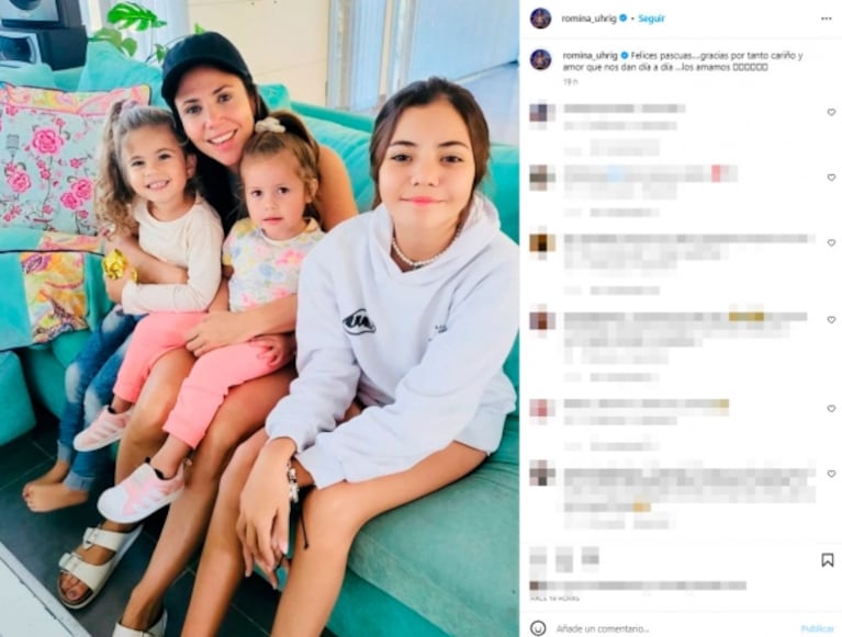 Romina Uhrig disfrutó de la playa con sus hijas y Caramelo, el perrito que adoptó en Gran Hermano: "Mis amores más puros"