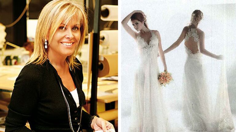 Rosa Clará y un vestido similar al elegido por Zaira. (Fotos: revista Gente).