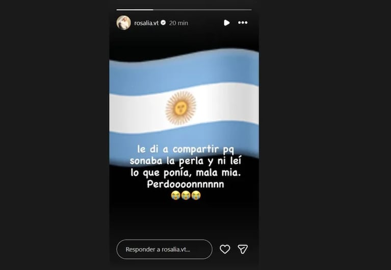 Rosalía pidió disculpas tras compartir un video de Mía Khalifa contra la Selección argentina. Crédito: Instagram