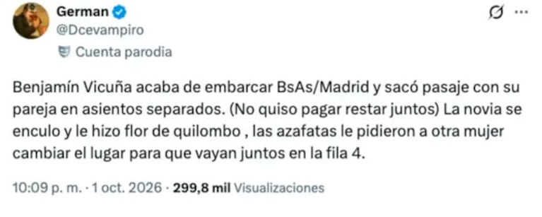 Rumor de escándalo entre Benjamín Vicuña y Anita Espasandín.