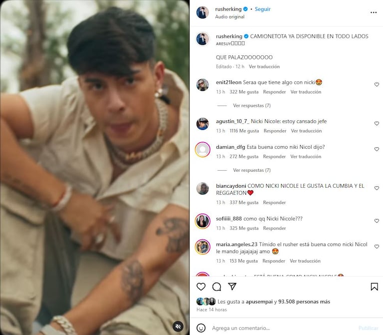 Rusherking lanzó Camionetota con un "palazo" a Nicki Nicole