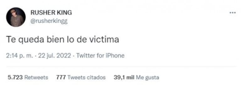 Rusherking lanzó un filoso tweet tras las críticas de sus amigos