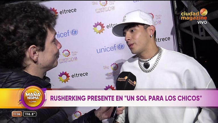 Rusherking participó de Un Sol para los Chicos 2023. Foto: Captura de TV