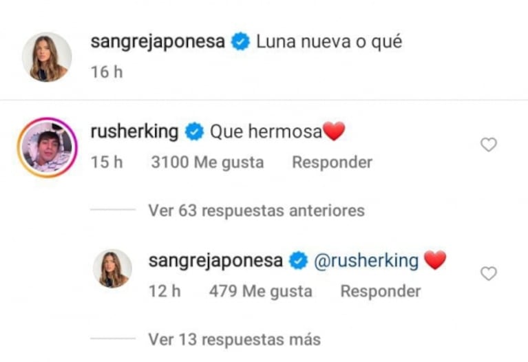 Rusherking piropeó a China Suárez y ella reaccionó con amor