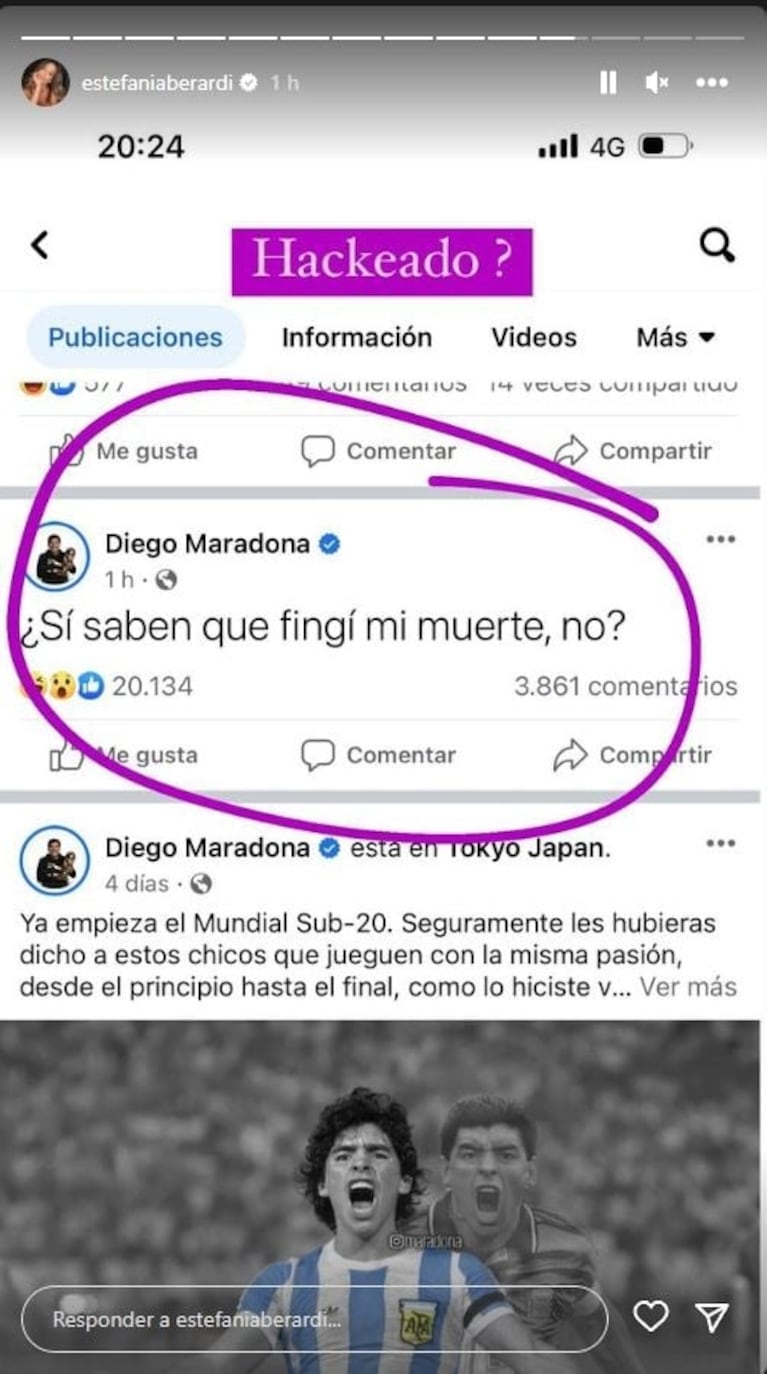 "¿Saben que fingí mi muerte, no?": hackearon el Facebook de Maradona y publicaron extraños mensajes en su nombre