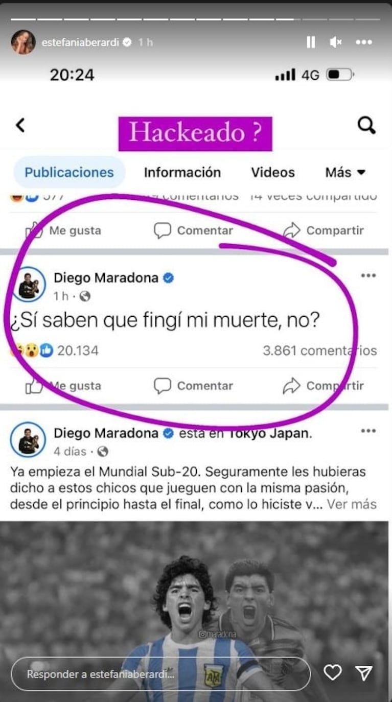 "¿Saben que fingí mi muerte, no?": hackearon el Facebook de Maradona y publicaron extraños mensajes en su nombre