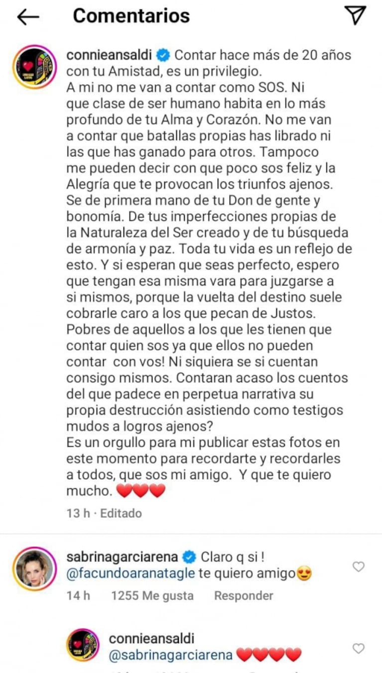 Sabrina Garciarena apoyó a Facundo Arana públicamente tras las acusaciones en su contra: "Te quiero"