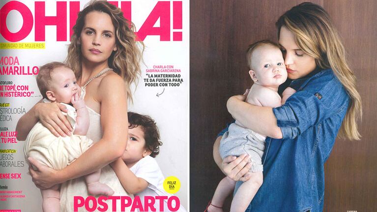 Sabrina Garciarena junto a sus dos hijos, Beltrán y León. (Foto: revista Ohlalá!)