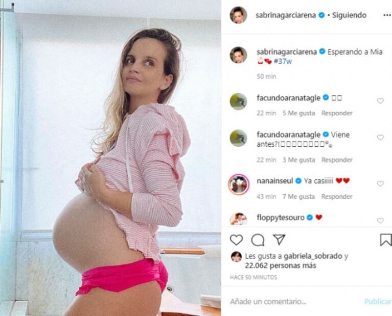 Sabrina Garciarena mostró su pancita de 37 semanas y reveló el nombre que le pondrá a su hija: "Mía"