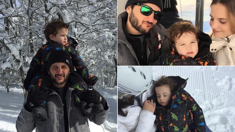 Sabrina Garciarena y Germán Paoloski con su hijo en cerro Chapelco (Foto: Instagram)