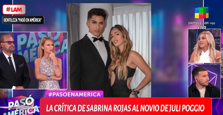 Sabrina Rojas cuestionó la masculinidad del novio de Julieta Poggio (Foto: captura de Pasó en América)