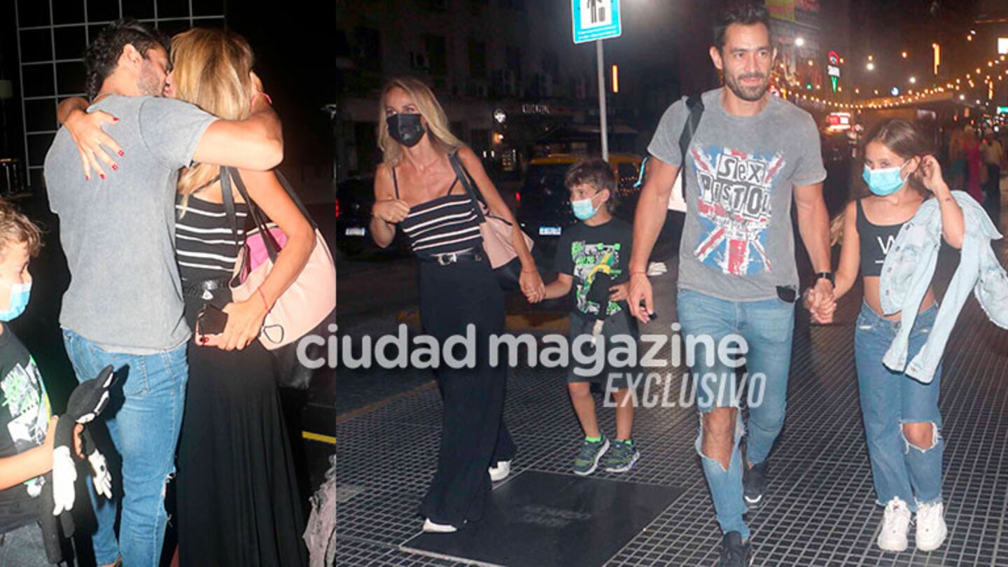 Sabrina Rojas, feliz junto a sus hijos y Tucu López. Fotos: Movilpress.