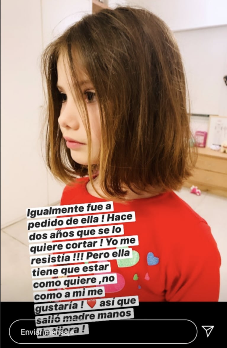 Sabrina Rojas le cortó el cabello a su hija en pleno aislamiento: "Fue a pedido de ella; yo me resistía"