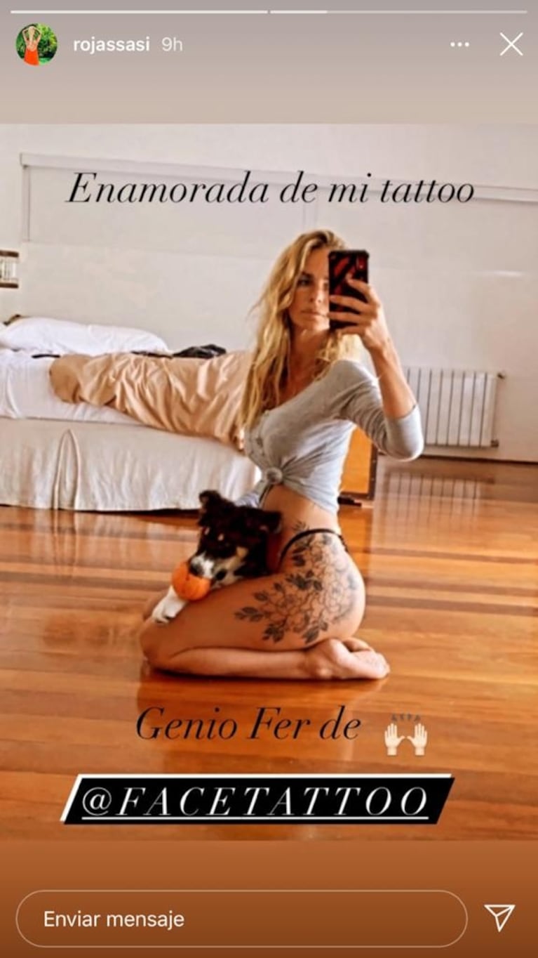Sabrina Rojas lució el impactante diseño que se tatuó en la cola y pierna: "Enamorada de mi tattoo"