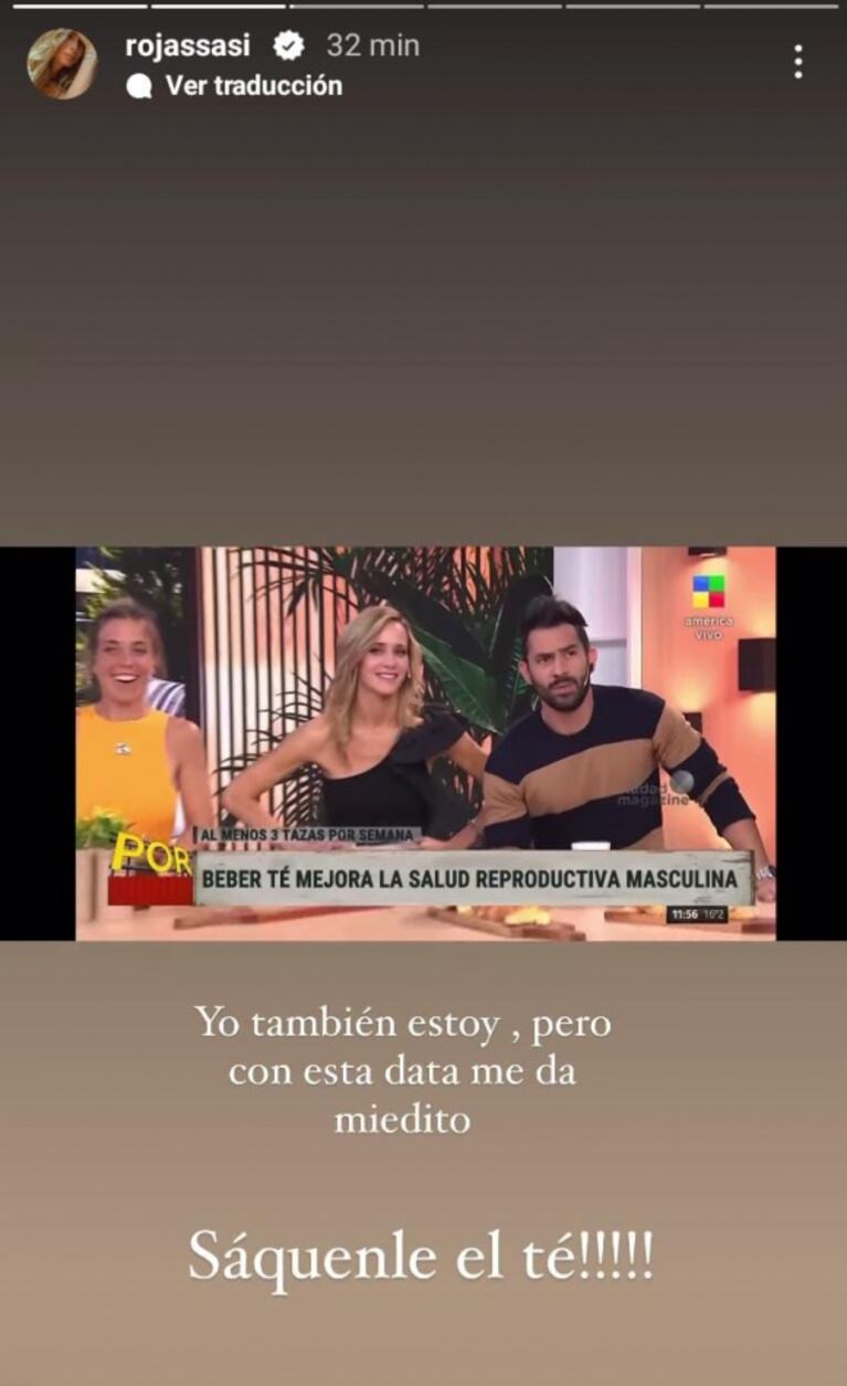 Sabrina Rojas mostró la reacción de Tucu López cuando le dijo por chat que quiere empezar a buscar un bebé
