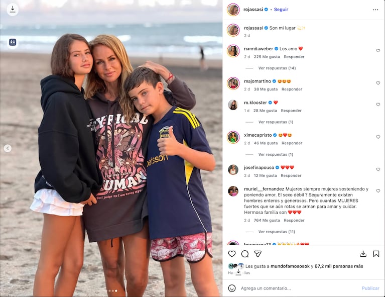 Sabrina Rojas se refugió con sus hijos en la Costa tras la internación de Luciano Castro. CRÉDITO: Instagram