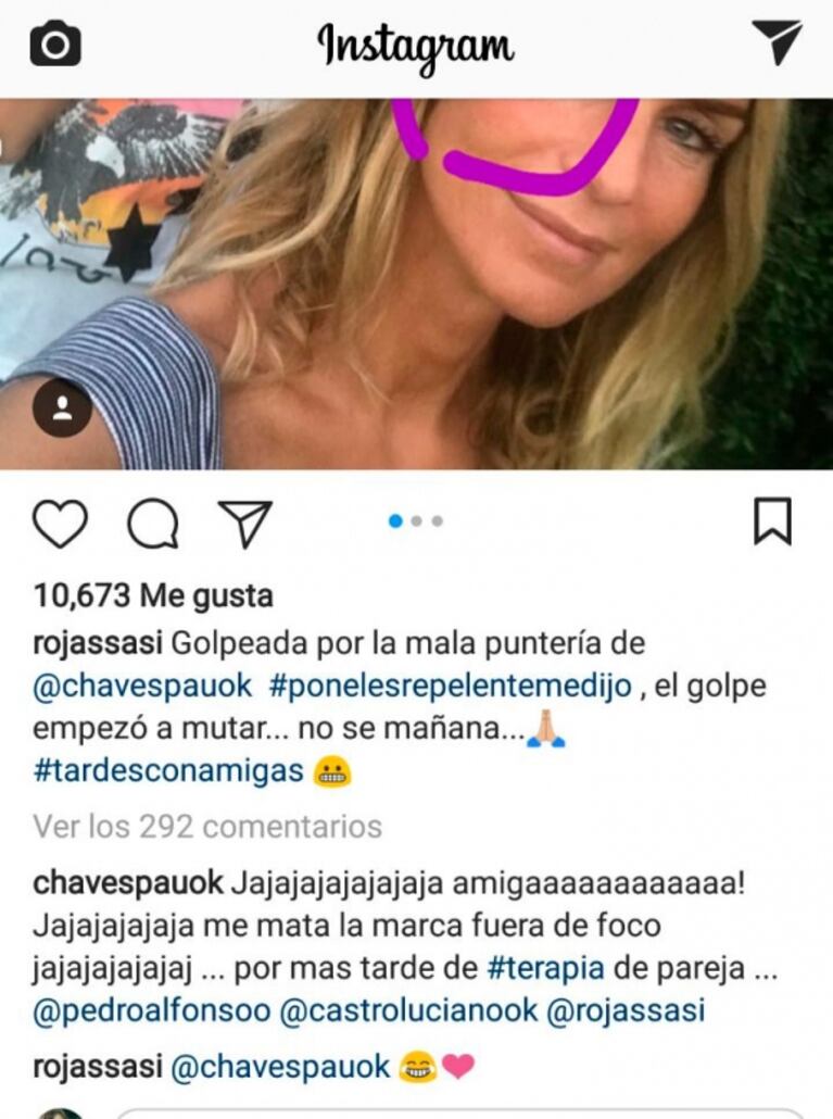 Sabrina Rojas y Paula Chaves, tarde de amigas... ¡y golpazo!: "Fue por su mala puntería"