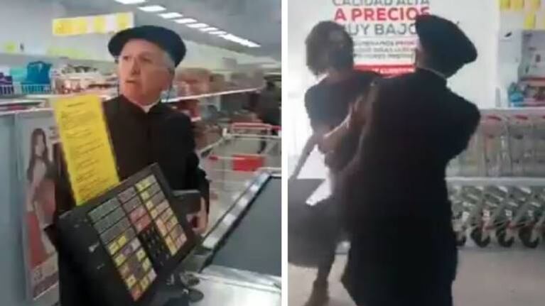 Sacerdote se agarra a las piñas en un supermercado cuando le piden que use tapabocas