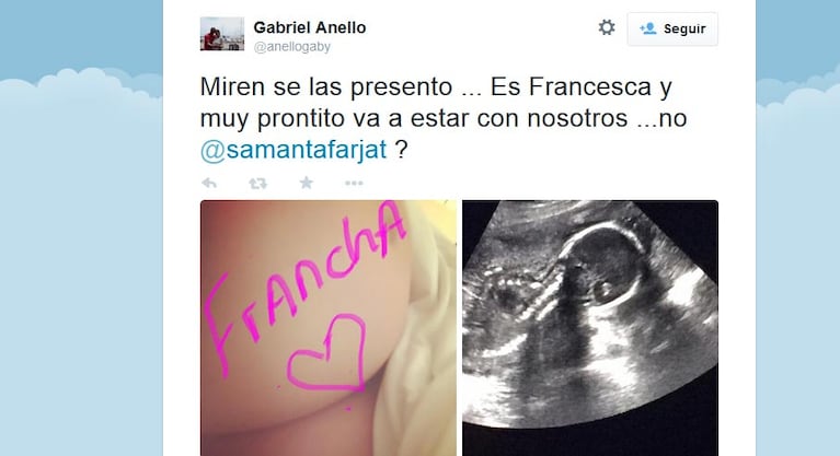 Samanta Farjat y Gabriel Anello serán papás. (Foto: Twitter)