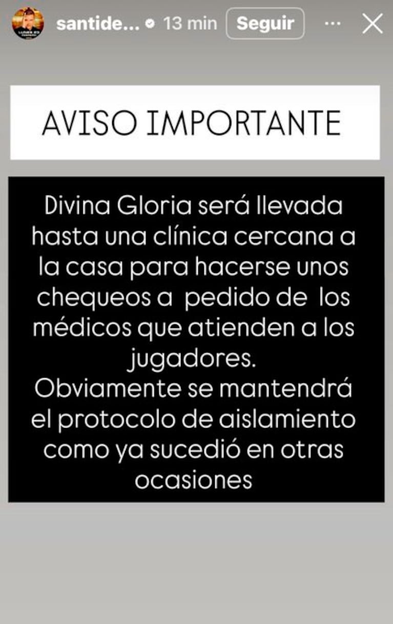 Santiago del Moro informó la situación de Divina Gloria.