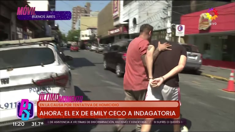 Santiago Martínez, ex de Emily Ceco, a quién conoció en Love Is Blind, llegó esposado a la fiscalía (Foto: captura de eltrece).