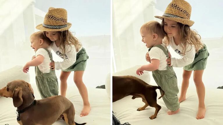 Sarah Burlando y su sobrino Beltrán derrochan ternura con un look coordinado en José Ignacio. Crédito: Instagram