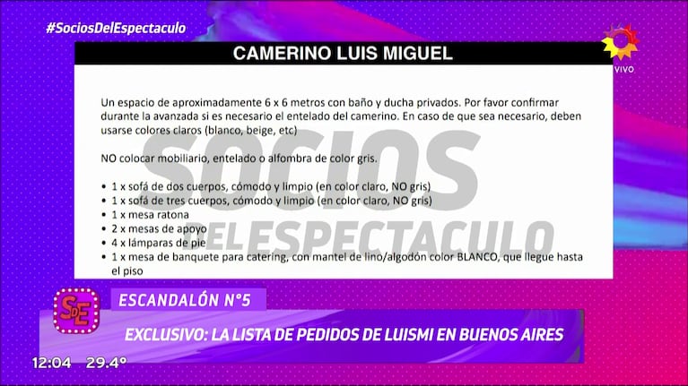 Se conocieron las insólitas exigencias de Luis Miguel para sus recitales en Argentina