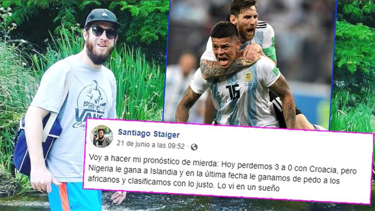 Se cumplió la publicación viral de Facebook sobre el pronóstico de Argentina en primera ronda (Fotos: Facebook y Web)