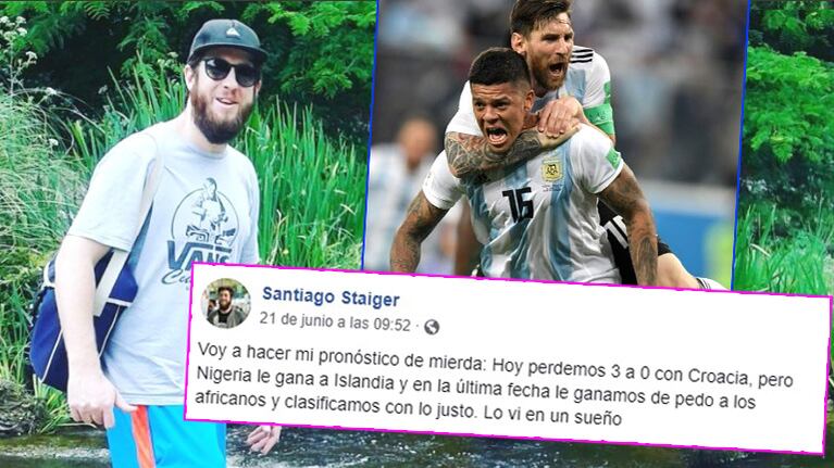 Se cumplió la publicación viral de Facebook sobre el pronóstico de Argentina en primera ronda (Fotos: Facebook y Web)