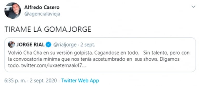 ¡Se dijeron de todo! Escandaloso cruce de insultos entre Alfredo Casero y Jorge Rial